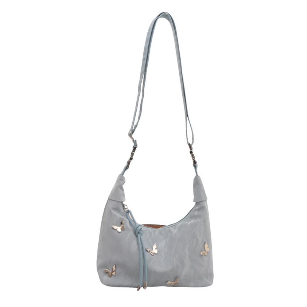 

Solid Color Butterfly Crossbody Bag Zipper Single Shoulder Bag Dumpling Shape Handbag Outdoor синий