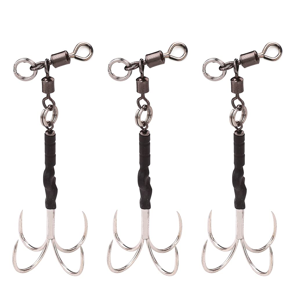 Yushinkan Fishing Tackle Hairtail Jig Assist Set of 3 Hairtail Jig Assist Original Hairtail Hairtail Jigging Hooks Set of Hooks, (2 Sizes) - 4-Hook