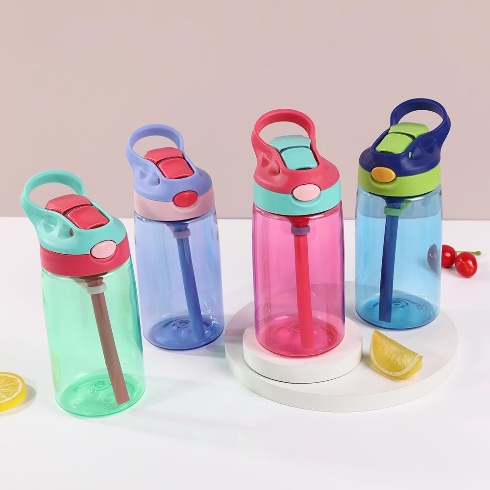 Kids' Transparent Cartoon Water Cup with Sleeve and Straw - Portable and Cute Duckbill Student Design