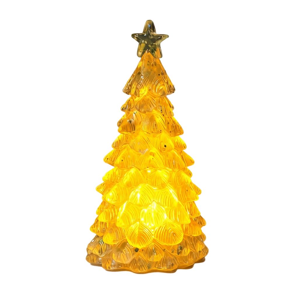 Light-Up Resin Christmas Tree Figurine, Tabletop Holiday Decoration and Night Light for Home