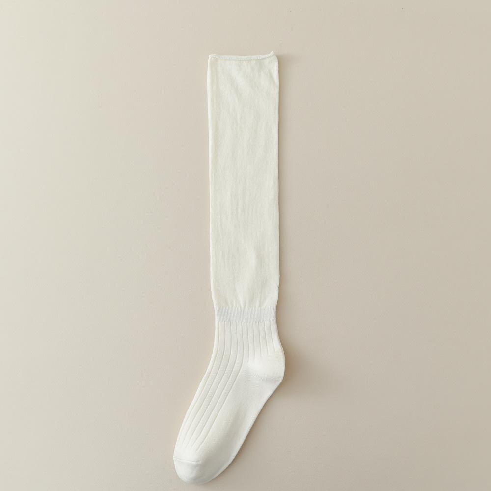 Breathable Pile Socks, Spring and Summer Thin Cotton Knee-length Socks, Mid-calf Socks, Long Women's Socks, Solid-colored High Socks, Women's Socks