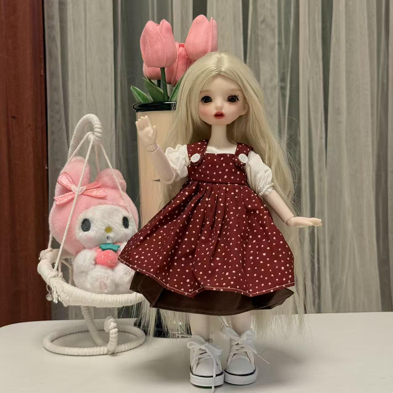 

Зимний комплект одежды для BJD куклы, 6 предметов: Пальто и платье для куклы-призрака Мамы 30 см Outfit Only (No Doll or Shoes)