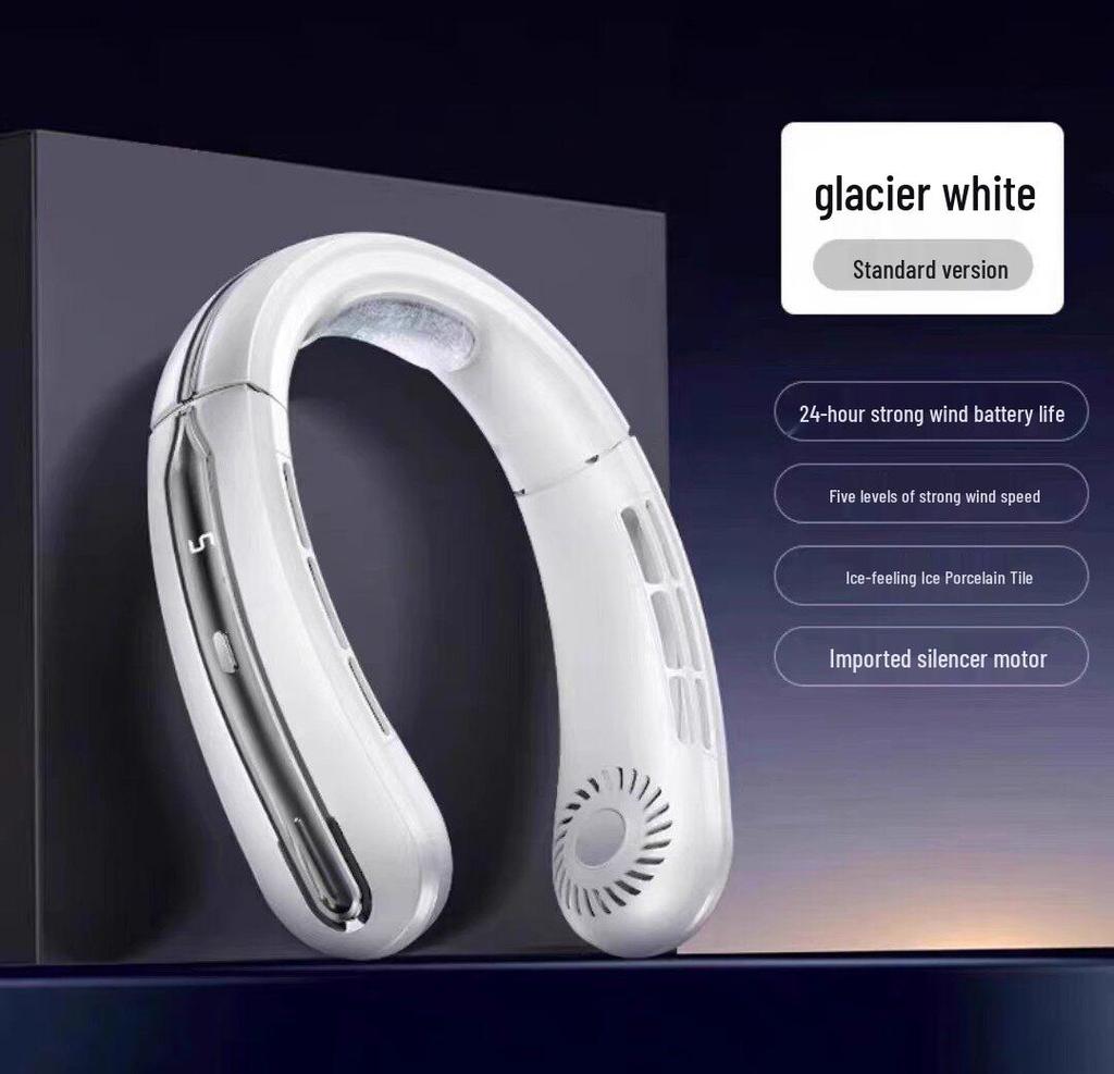2025 Lazy Neck Fan: USB Rechargeable, 100-Speed, Bladeless, Ice Ceramic Cooling