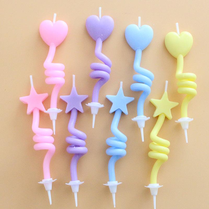 New Birthday Cake Twist Candle Colorful Curved Thumb Creative Love Five-pointed Star Shape Candle