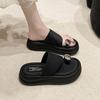 Beach Cool Slippers Women's Summer Outer Wear Skirt 2025 New High-end Rhinestone Muffin Thick Bottom Toe Drag