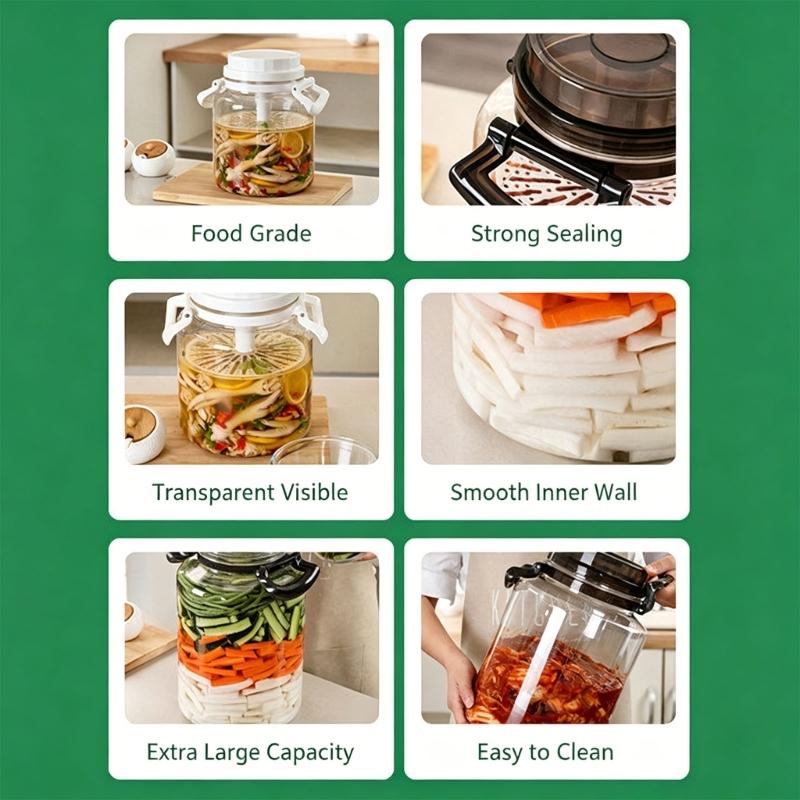 Kitchen Storage Container For Pickle Fermented Foods And Dry Ingredients In Plastic Materials