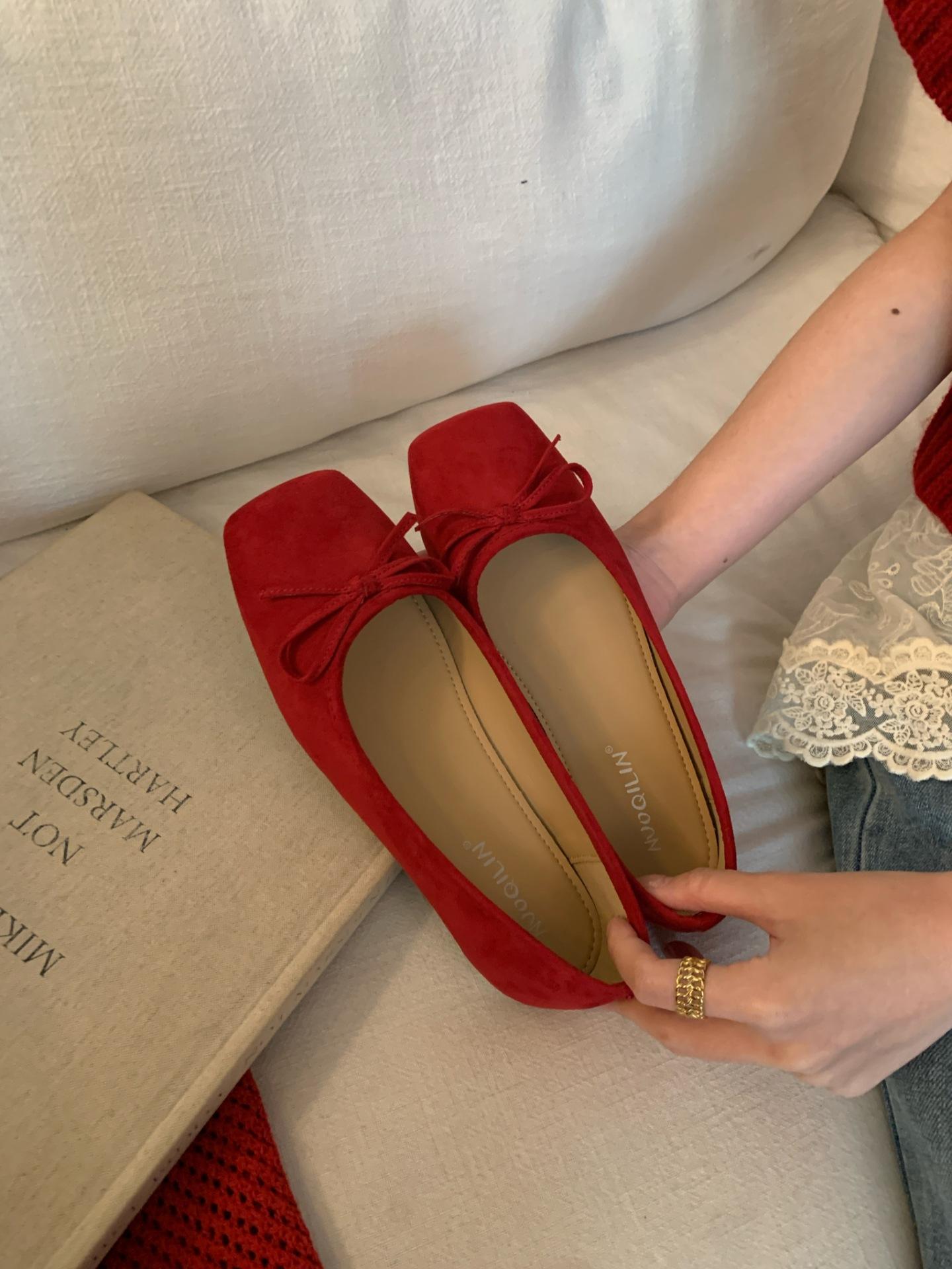 Women s Square Toe Flat Bowknot Spring Stylish Office Pumps - Fashionable Footwear 35
