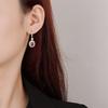 Jewelry Copper Bottom Gold-Plated Retro Simulation Red Corundum Blue Spinel Stud Earrings, Main Stone 5 * 7