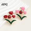 Oil-Dripping Flower Brooch Enamel Tulip Ladybug for Women Ladybird Lapel Pin Sweater Cardigan Coat Suit Scarf Jewelry Accessories Decorative