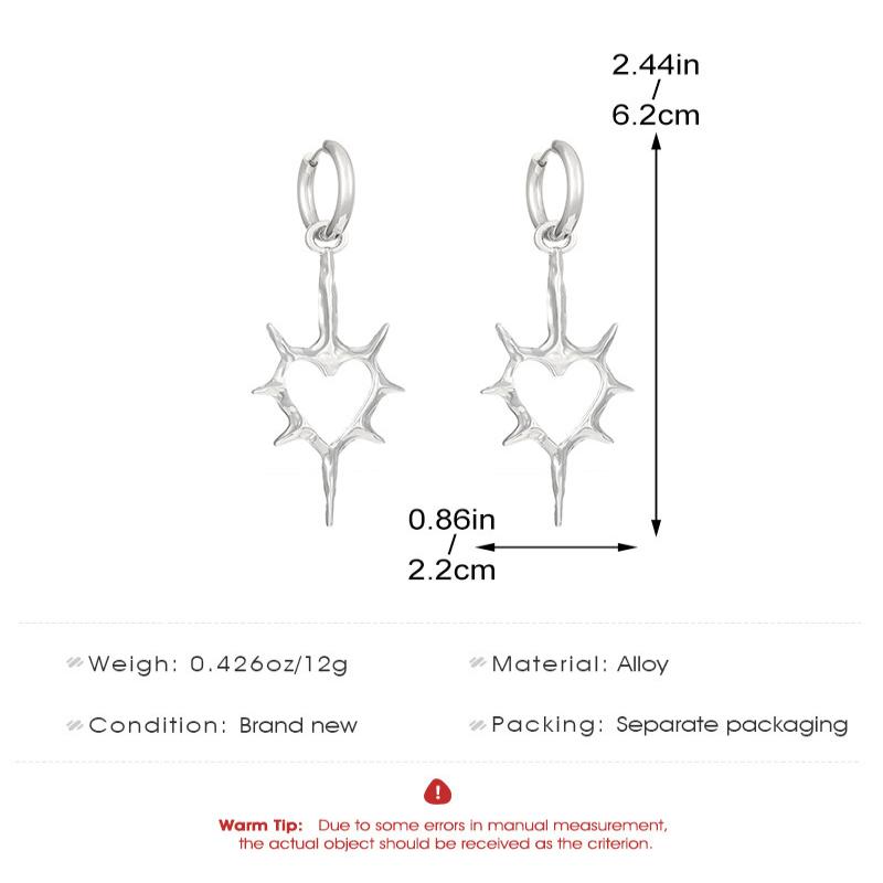 1 Pair Of Retro Gothic Style Thorn Heart Design Earrings, Heart-Shaped Earrings With Spikes, Neutral Earrings Holiday Party Gift