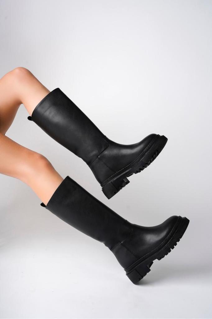 Women Modern Stylish Fashion Boots Boots Faux Leather Flat Pull On Zipperless Boots