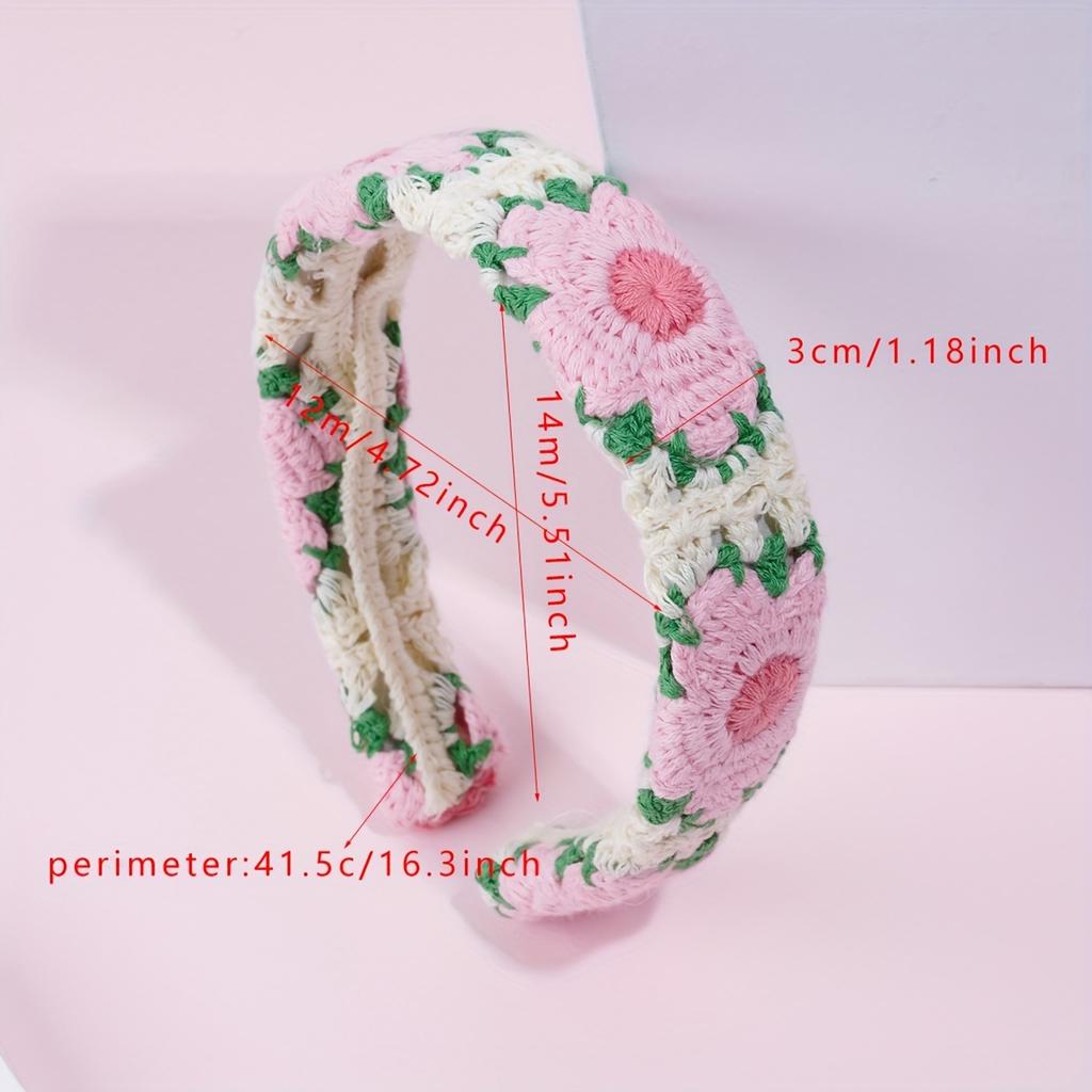 Boho-Chic Floral Knit Headband for Women - Cute & Stylish Hair Accessory, Perfect for Casual Attire