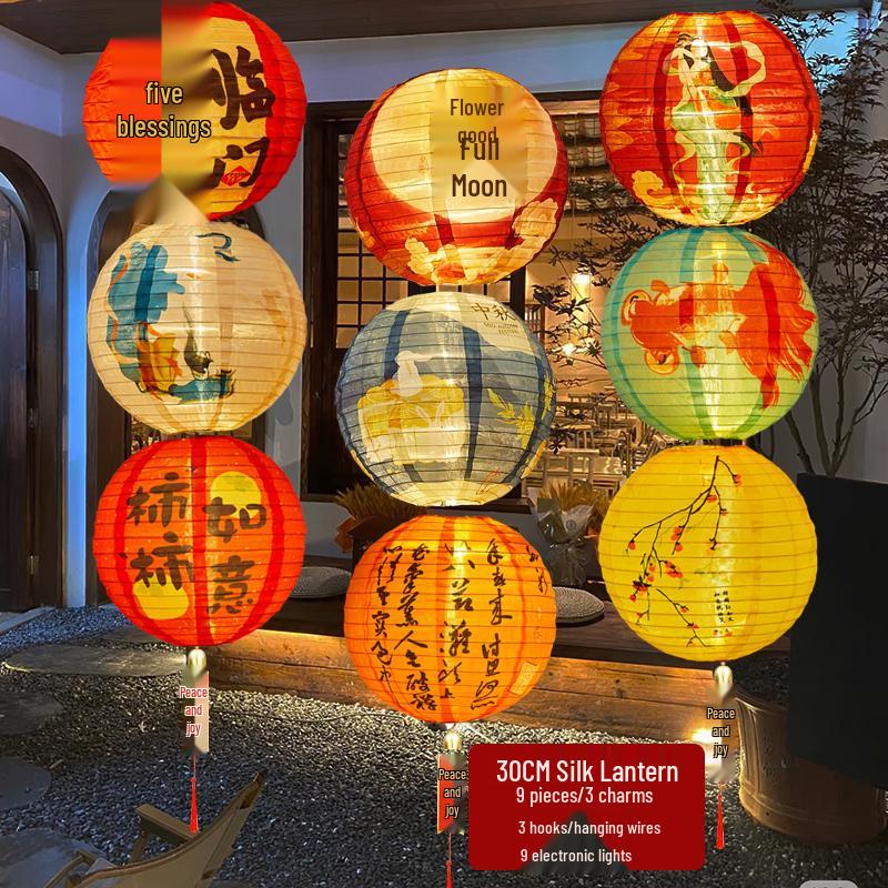Waterproof Silk Lantern for Outdoor Mid-Autumn Festival Decor