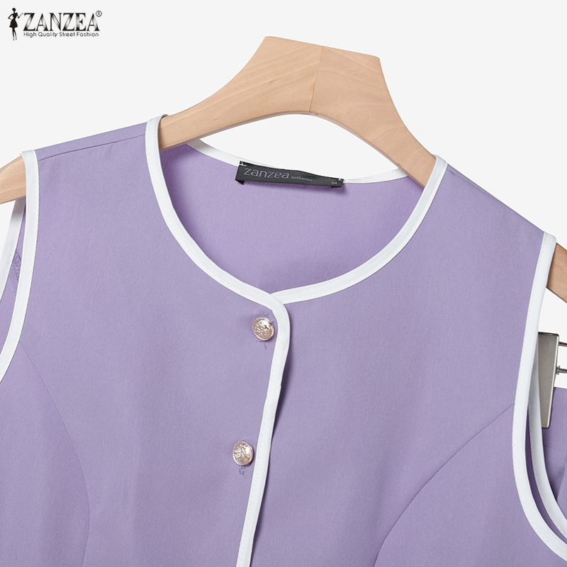 ZANZEA Women Sleeveless Vest Tops and Shorts Summer Two Piece Suit Sets