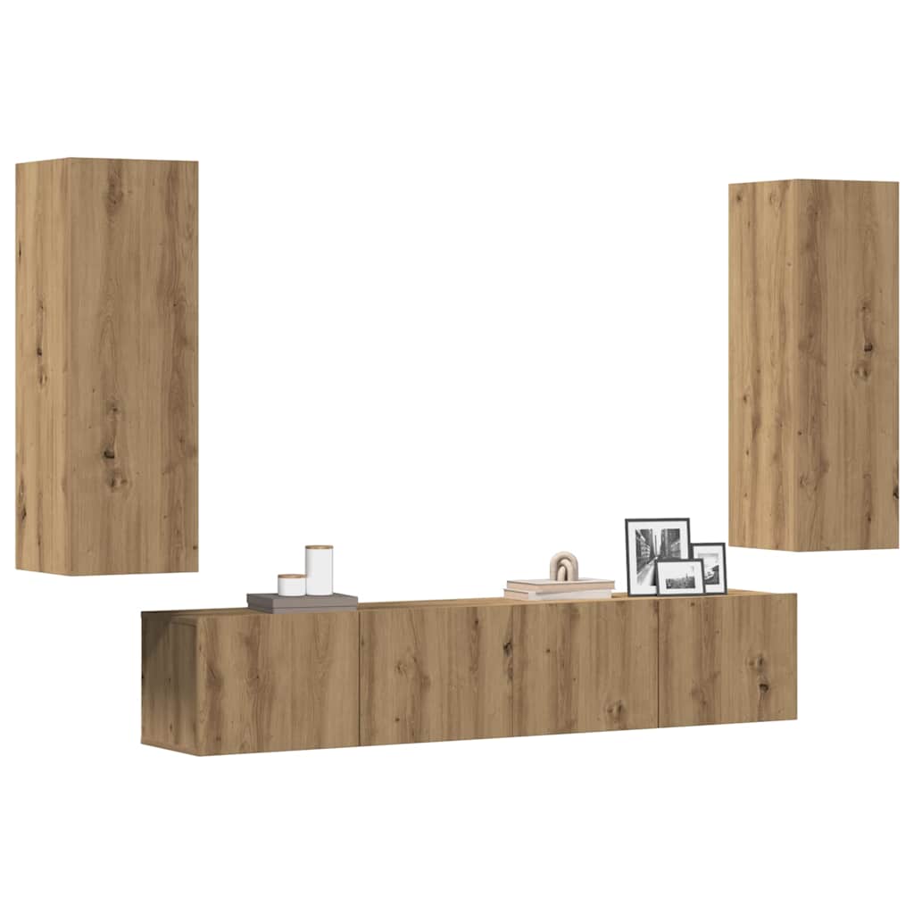 TV Wall Cabinets 4 pcs Artisan Oak Wood Based Material