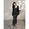 Pure desire style sexy smudge sleeveless suspender dress women's new summer slim-fit design split-ended long dress