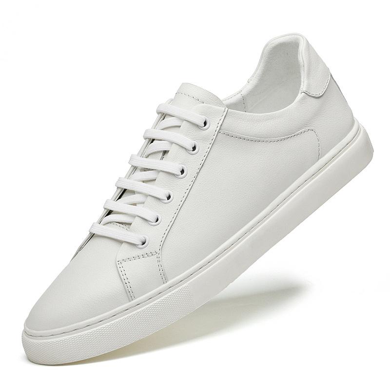 Men s Spring Cowhide Slip-on Fashion Sneakers - Korean Style White Driving Shoes 44