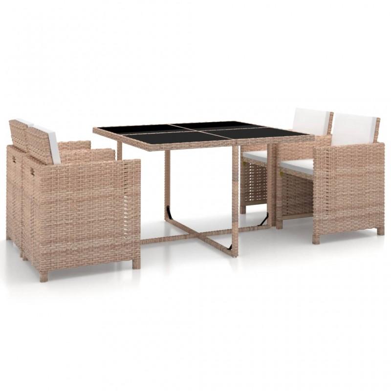 Day and Night - Day and Night 5-piece Garden Dining Set and Beige Synthetic Rattan Cushions