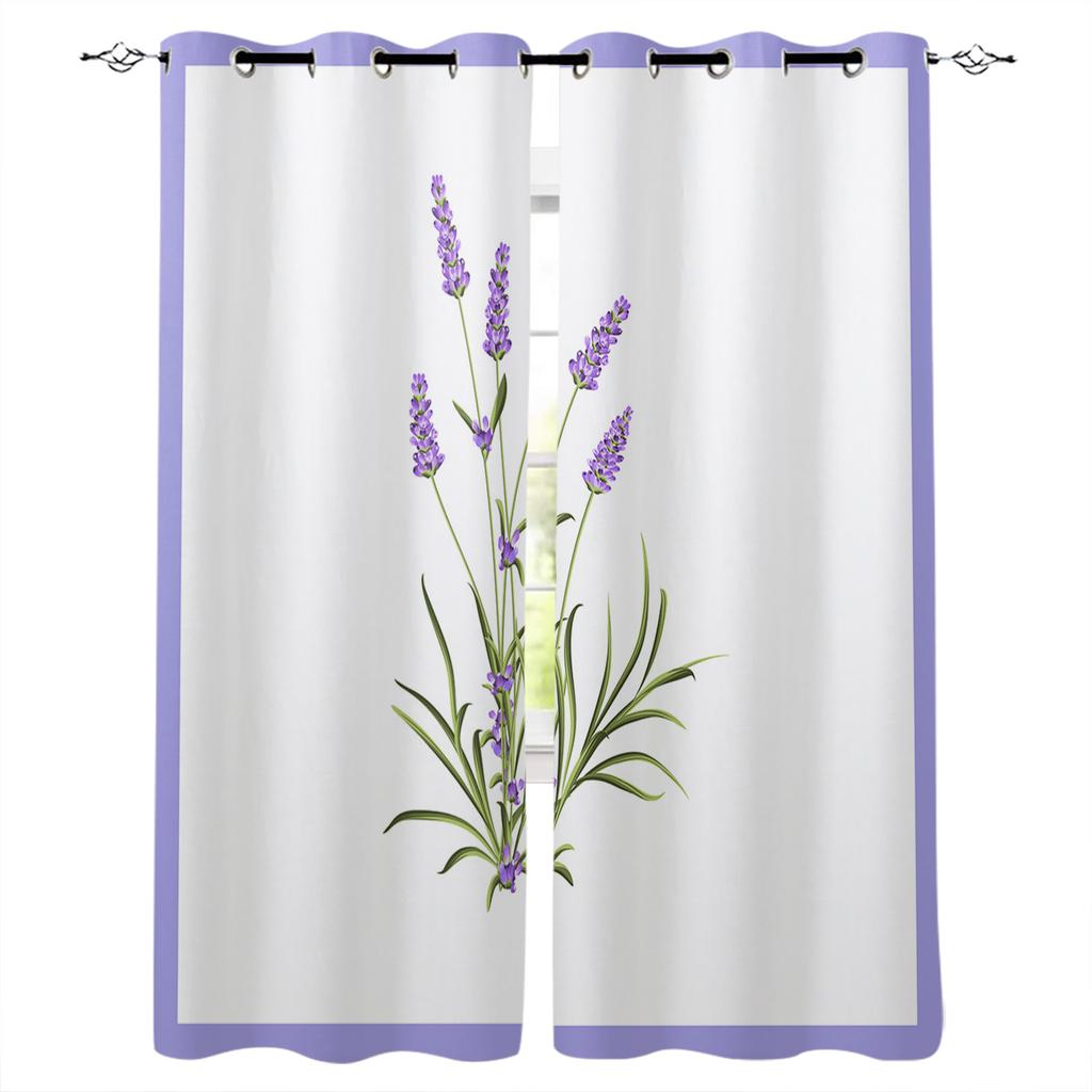 Purple Lavender Flowers Window Curtain For Living Room Bedroom Home Decor Kitchen For Window Drapes