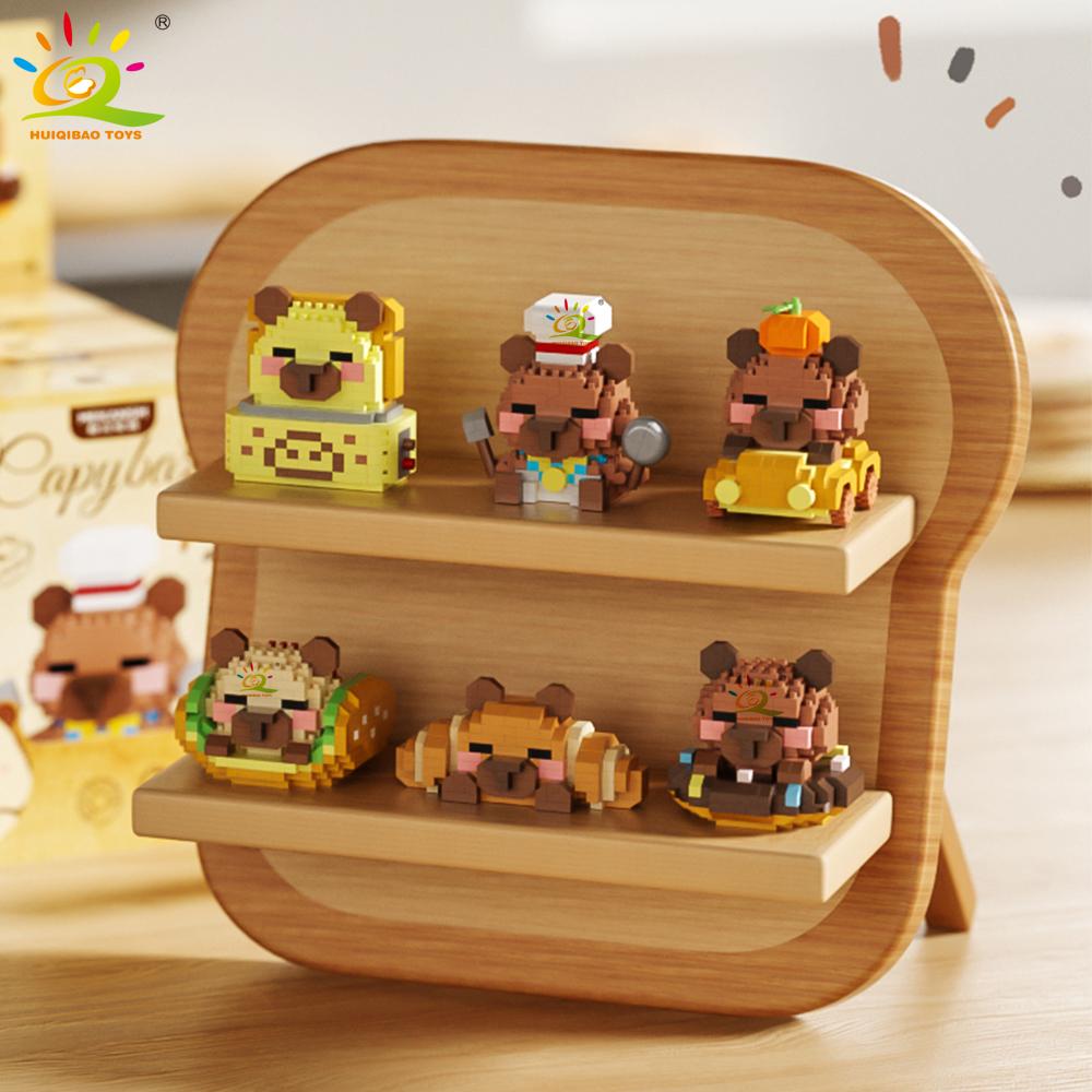 MOC Capybara Cavy Animal Micro Building Block Guinea Pig Mini Diamond Model Brick Toy for Children Desk Decor.