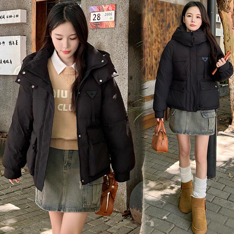 2025 winter new short women's cotton jacket, down cotton jacket, padded jacket, explosive jacket, loose and thickened warm hood