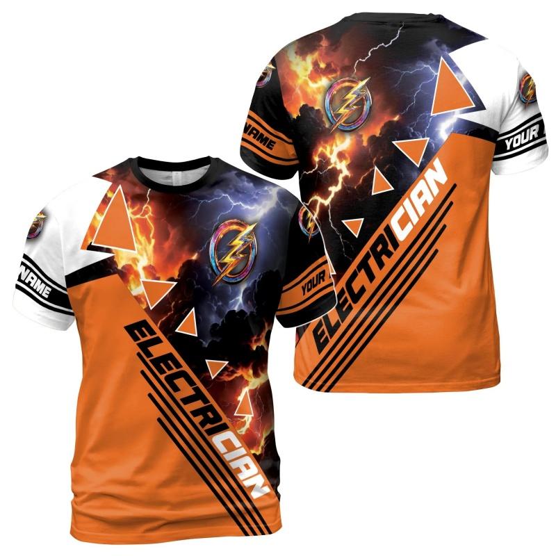 

3D Print Electrician T-Shirt For Men Work Uniform Graphic Short Sleeve Tees Fashion Casual Round Neck T Shirts Street Sport Tops 6XL