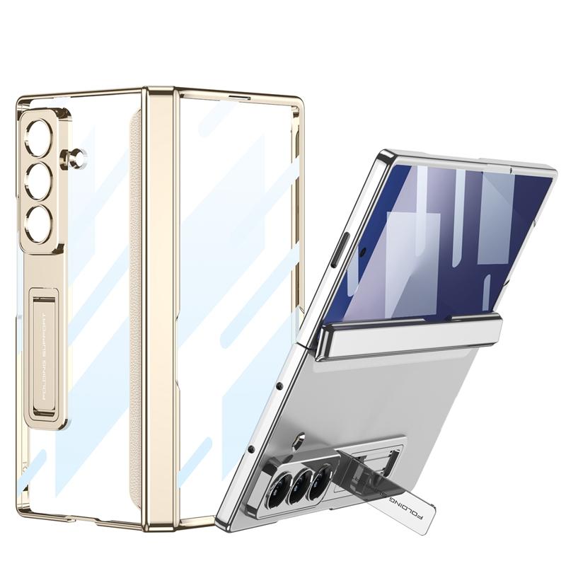 GKK Clear Electroplated Plating Hard PC Protective Folding Phone Case with Bracket Stand Holder Case for Samsung Galaxy Z Fold 7