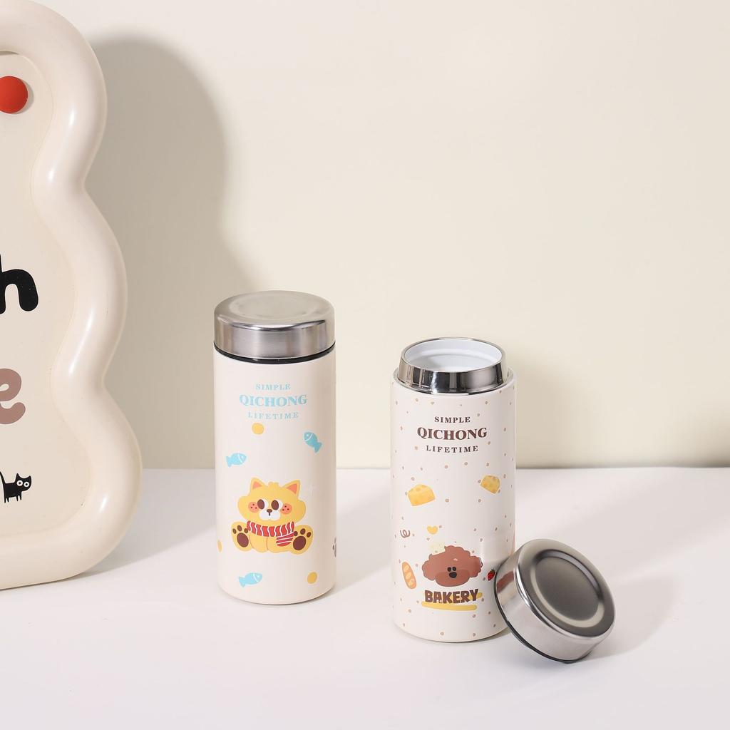 New High-value Ceramic Liner Thermos Cup Student Cute Cartoon Pocket Cup Outdoor Portable Mini Coffee Cup