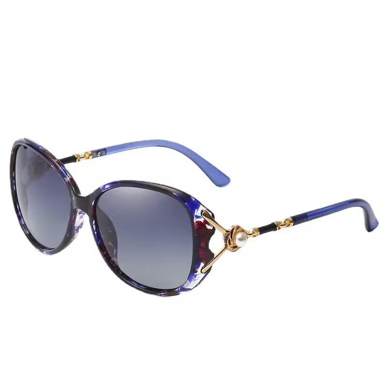 Women's Large Frame Pearl Accent Metal Sunglasses - Fashionable, UV Protection
