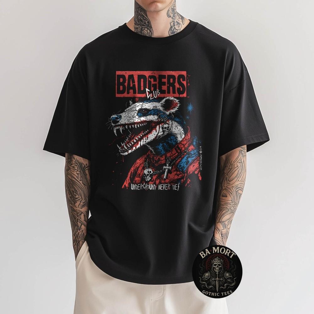 Vintage Punk Honey Badger Alt Goth Anime Y2K Horror Badger TShirt Unisex T-Shirt XXL