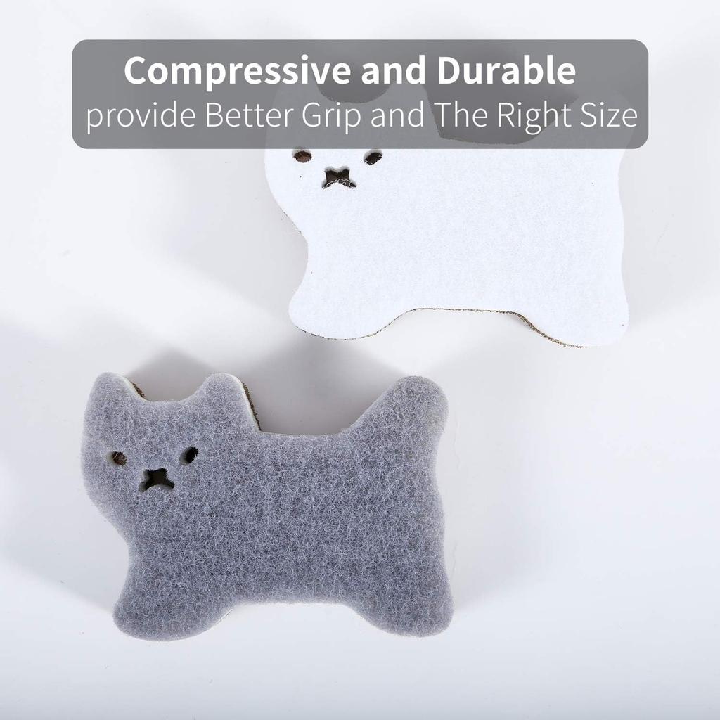 Kitchen Scrub Sponges Non-Scratch Multi-Use Heavy Duty Scrub Sponge for Dishes Pots and Pans Three-Layer Cat Shape Cleaning
