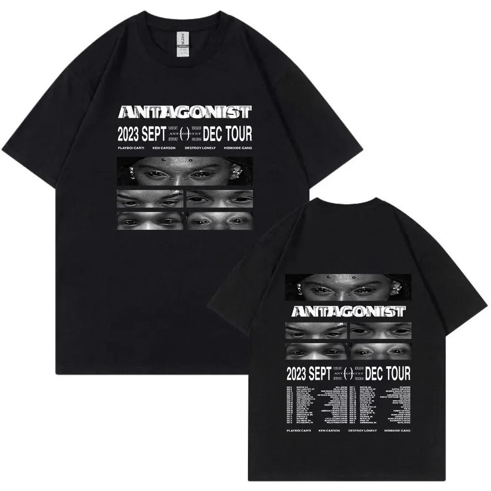 Rapper Playboi Carti Antagonist Tour Tshirt 2023 Concert Fans T Shirt Unisexs Fashion Hip Hop Short Sleeve Oversized Tshirts Bla