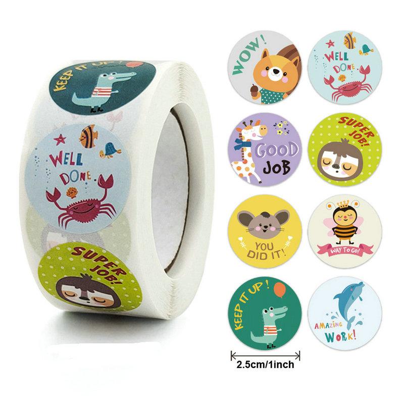 Wholesale New Kids' Motivational Stickers Cute Animal Reward Sticker Friendly Campus Office Classification Self-Adhesive Labe