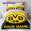 Name Custom Borussia Dortmund Logo Pattern Bedding Set Quilt Cover Pillowcase Home Decor Gift (1 * Duvet Cover + 2 * Pillowcase, Without Core)