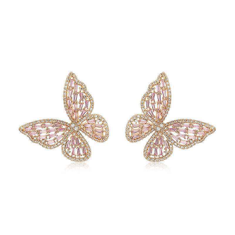 

Cross-border Fashion Butterfly Zircon Stud Earrings - Modern Style Women s Jewelry