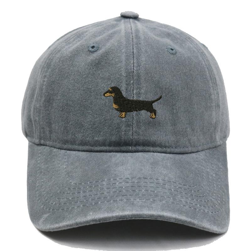 Pc Washed Dachshund Dog Embroidery Baseball Cap Unisex Adjustable Curved Brim Dad Hat Dog Lover Casual Sun Hat Pet Owner Gift
