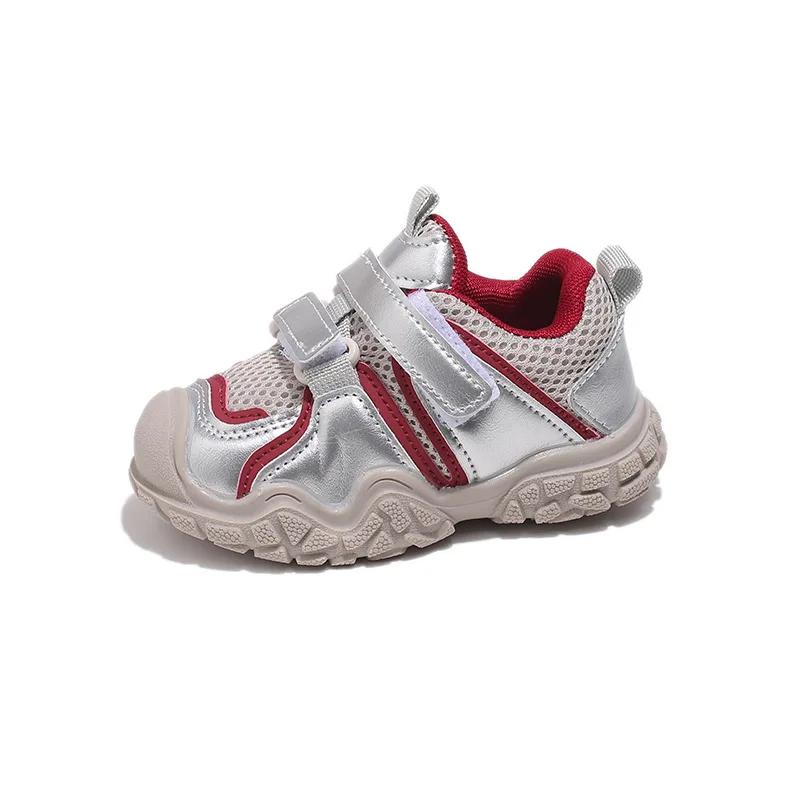 

Детские кроссовки для бега из дышащей сетки для мальчиков и девочек, новая модная модель осени 2024 года, легкие и мягкие, детская универсальная спортивная обувь 21 красный