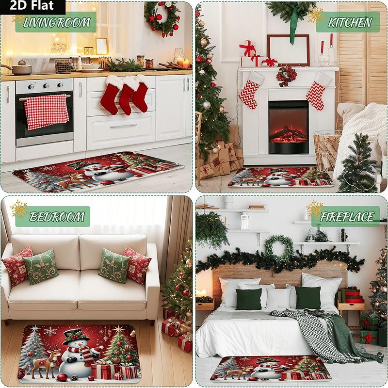 Christmas Snowman Doormat, Non-Slip and Washable Indoor/Outdoor Entry Mat, Christmas Party Decorative Rug, Home Decor