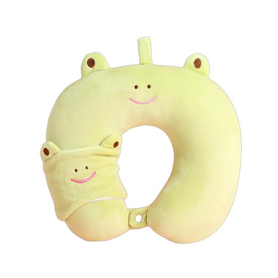 Cute U-shaped Pillow Portable Cartoon Animal Neck Pillow Travel Neck Support Pillow with Eye Mask for Long Flights Office Nap Cervical Spine Health