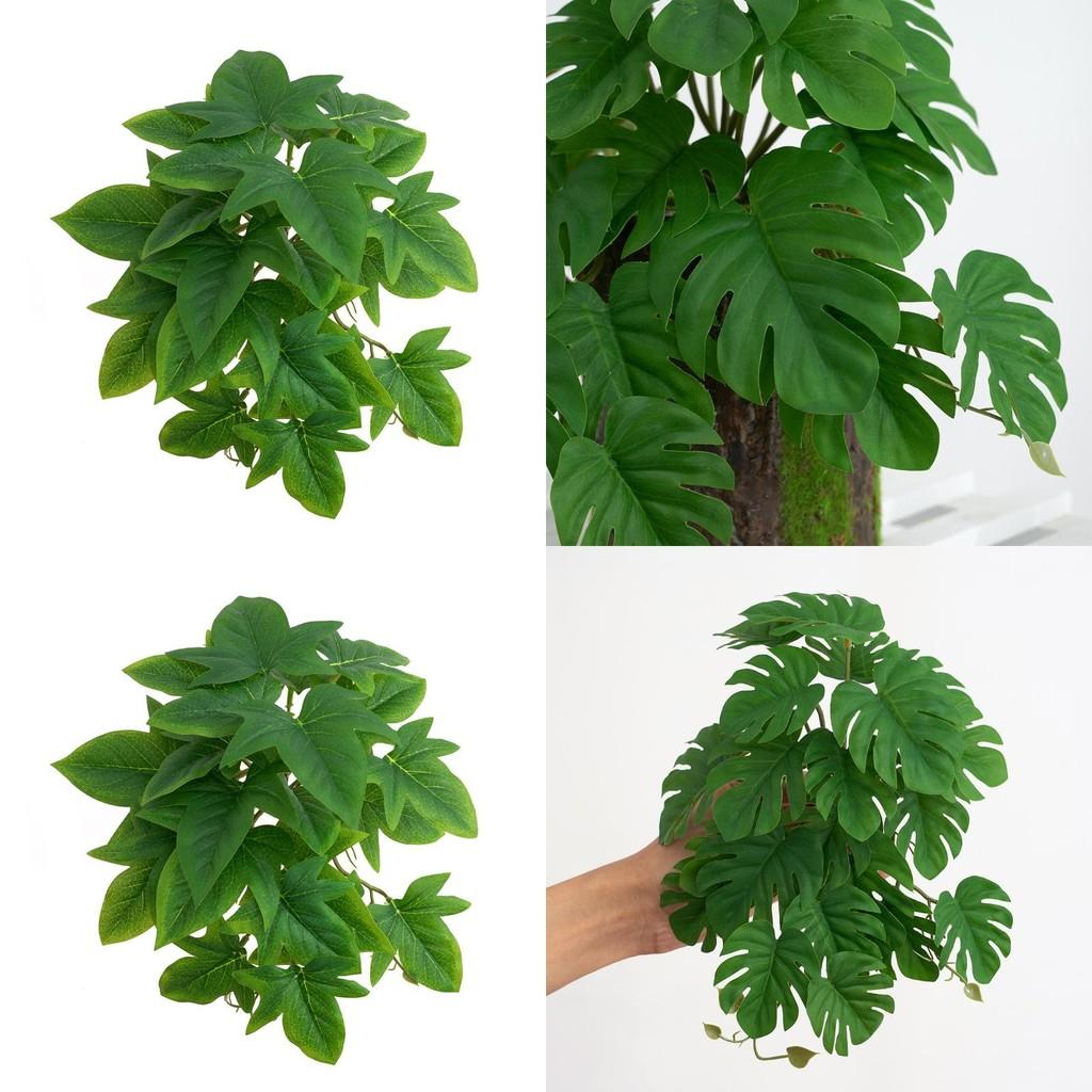 Monstera Deliciosa Fake Plant With Realistic Leaves And Wooden Support For Interior Decor And Studio Setup