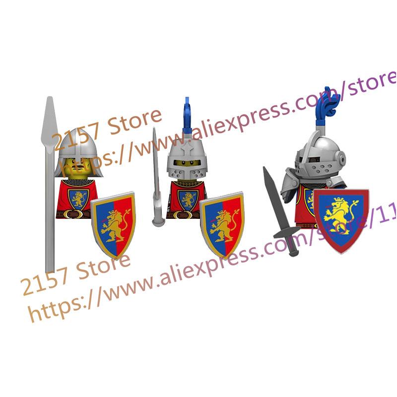 MOC Medieval Figure Building Block Castle Templar Knights Armor Militia Soldiers Gunners Shield Helmet Assembling Brick Toys S26