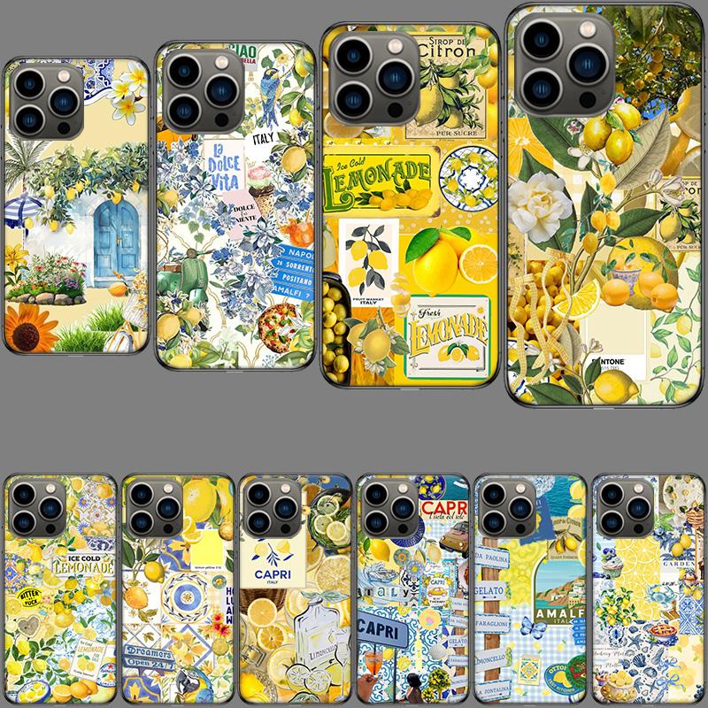 Zitronen Handyhülle Für Iphone 16E 15 Pro 14 Plus 17E 16 17 Pro Max Air 11 12 13 Mini Stoßfest Capa Niedliche Hülle TPU Klar