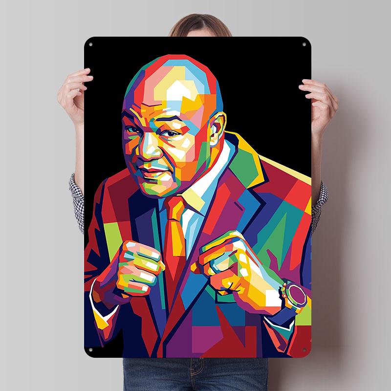 George Foreman Boxer Metal Posters Custom Vintage Metal Signs Wall Art Tin Plaque for Man Cave Bar Accessories Home Decoration