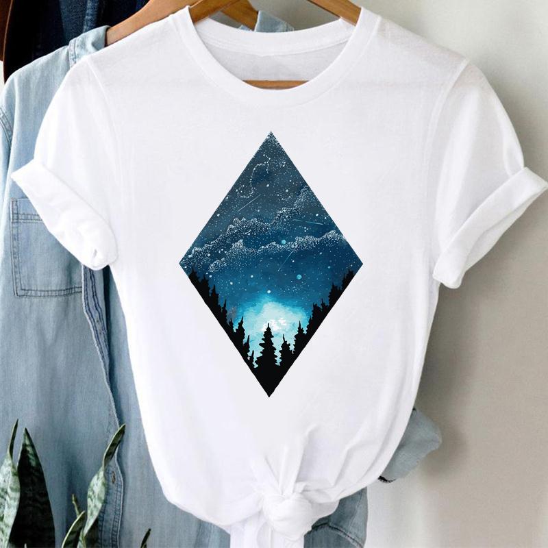 Watercolor Women Print Tee Top Summer Lovely Style Cute Sweet Fashion T-shirt Short Sleeve Lady Female Clothing Casual Graphic T-shirt