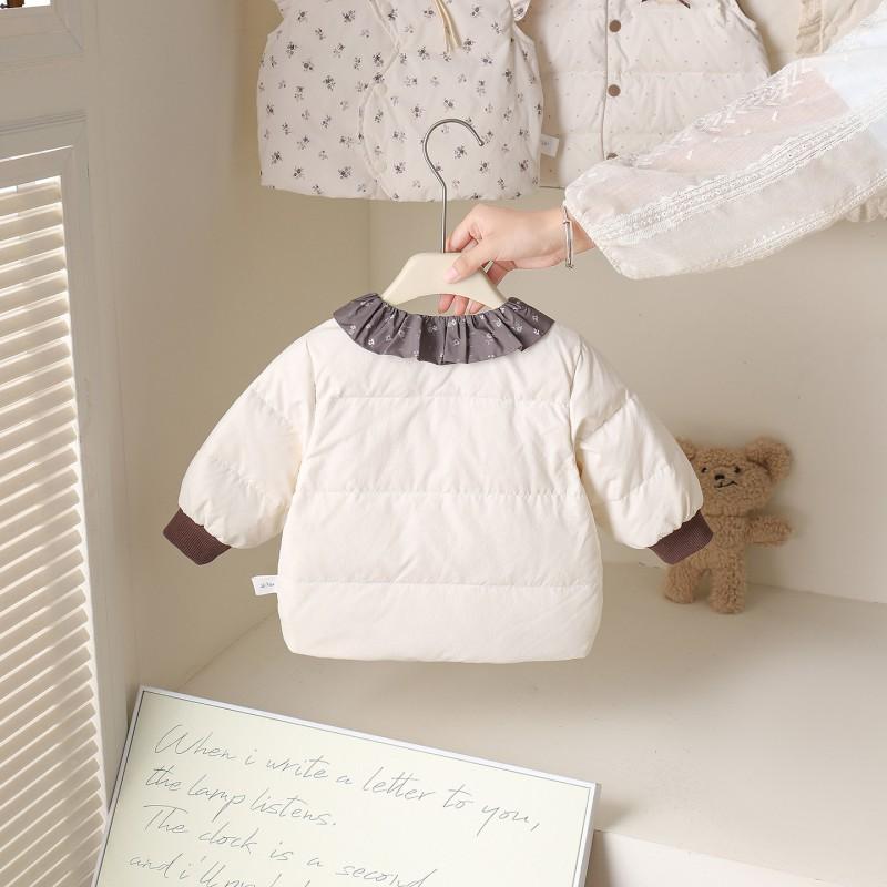 Baby Girl Winter Down Jacket Lightweight Warm Outerwear Toddlers 1-3 Years White Duck 90% Fill Power
