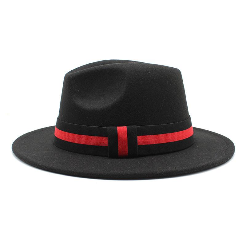 Ji Nan Ladies Black Wool Jazz Hat Big Eaves Hat Flat Edge Top Hat Czy-054