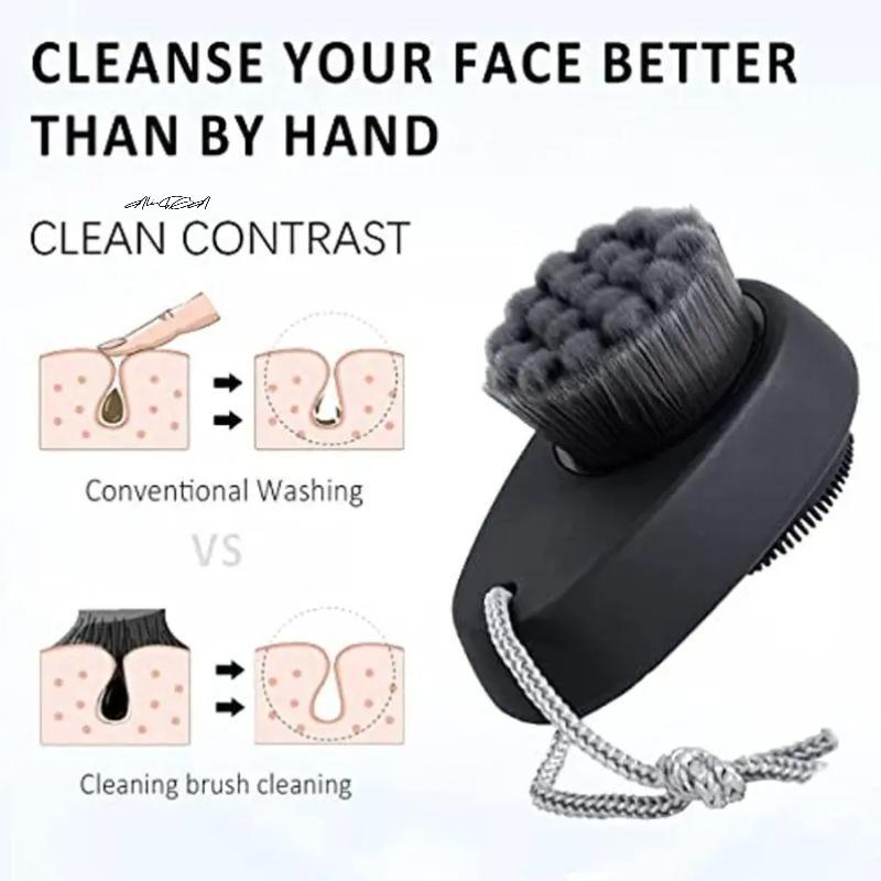2-in-1 Double-Sided Silicone Face Brush Exfoliating & Massage Tool with Wrist Washband for Deep Pore Cleansing Spa Quality