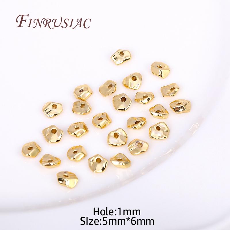 2 Sizes 18K Gold Plated Irregular Spacer Beads,High Quality Metal Beads For Bracelets Beading Beads DIY Jewelry Making Findings