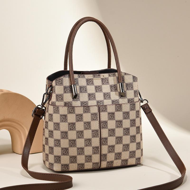 

Fashionable Khaki And Coffee Plaid Women s Shoulder Bag Ideal For Everyday Use Khaki Coffee