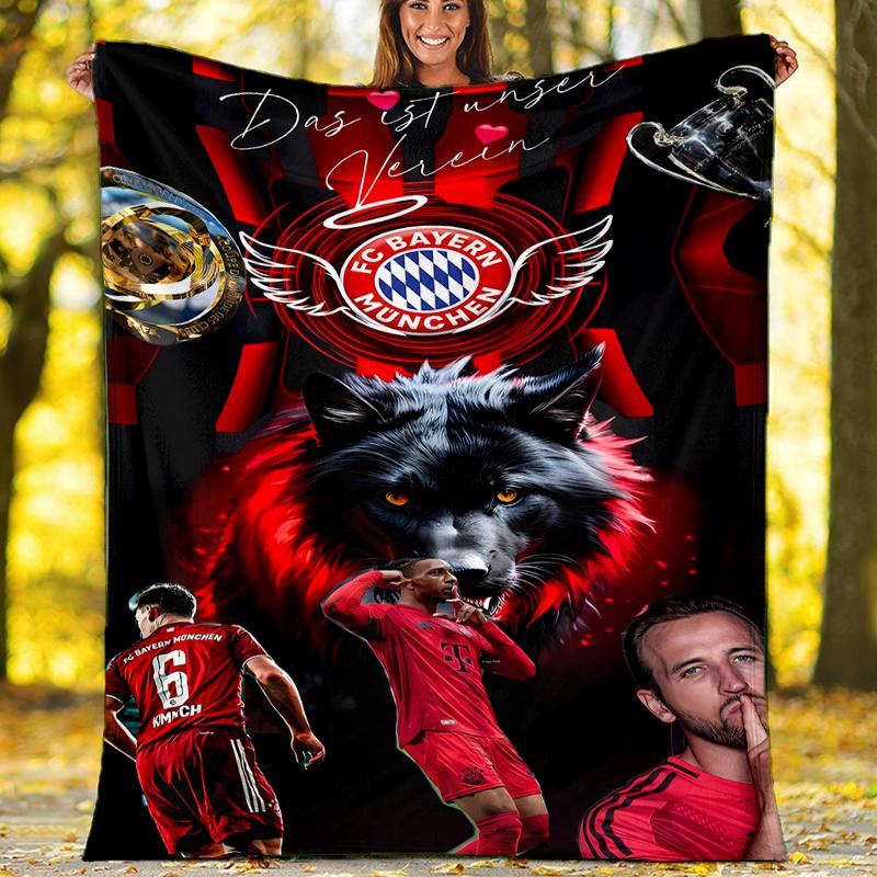 FC Bayern München logo printed throw blanket—soft,warm;versatile blanket for all seasons—perfect as &air-conditioning throw,nap blanket